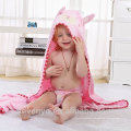 Toalla de baño para bebés, 100% algodón suave con capucha bebé toalla con capucha de bambú Toalla de baño con capucha animal rosa conejo cara de animales